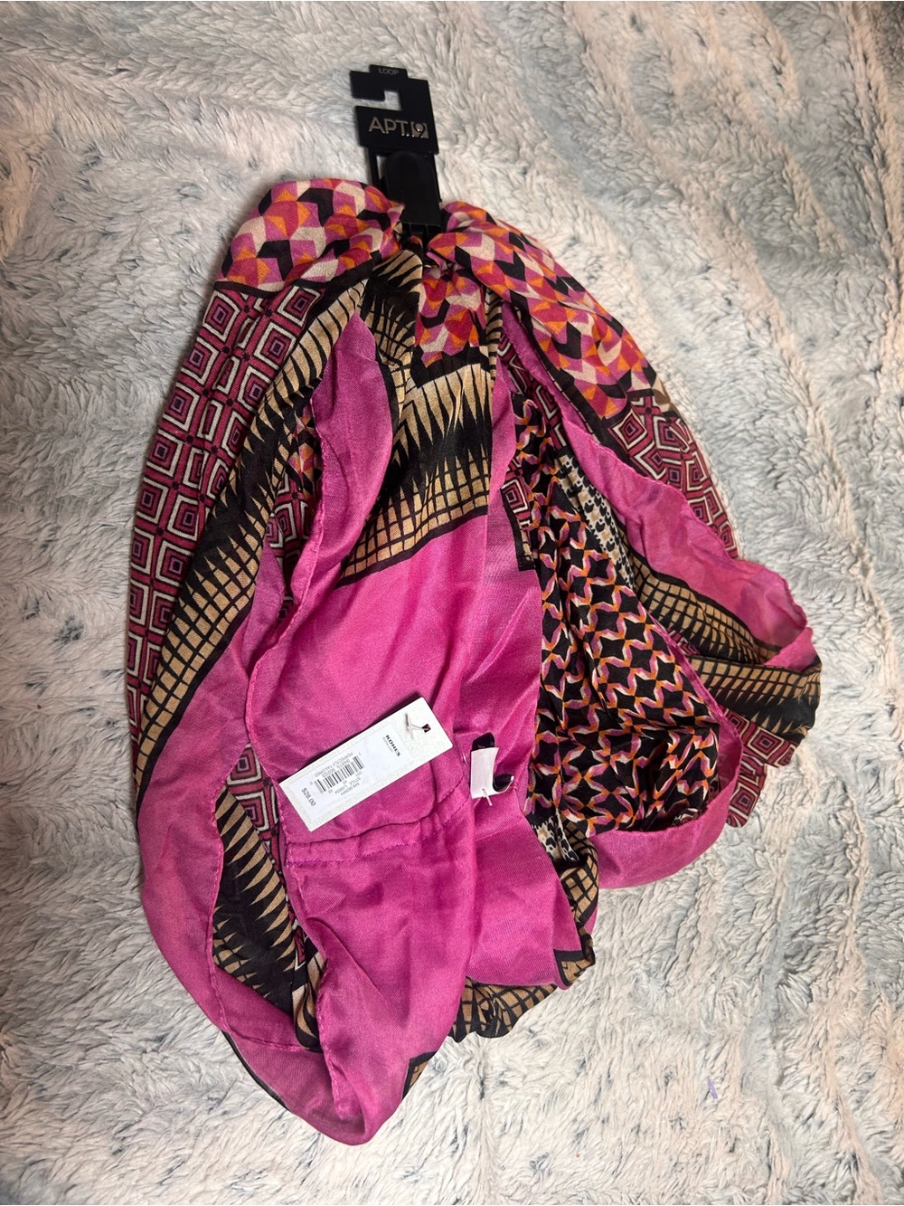 Apt. 9 Fuchsia and Black Geometric Pattern Scarf